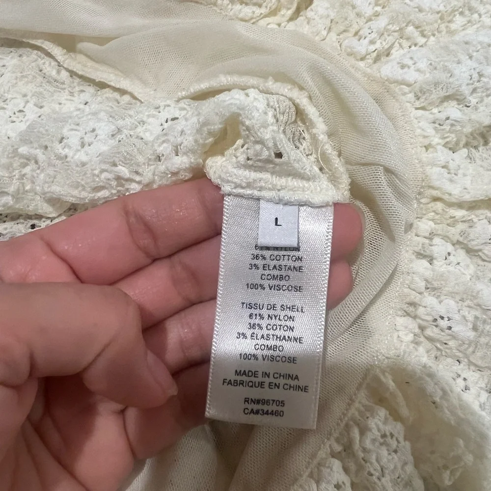 Rebecca Taylor Lace Peplum Top Size Large L cream ivory